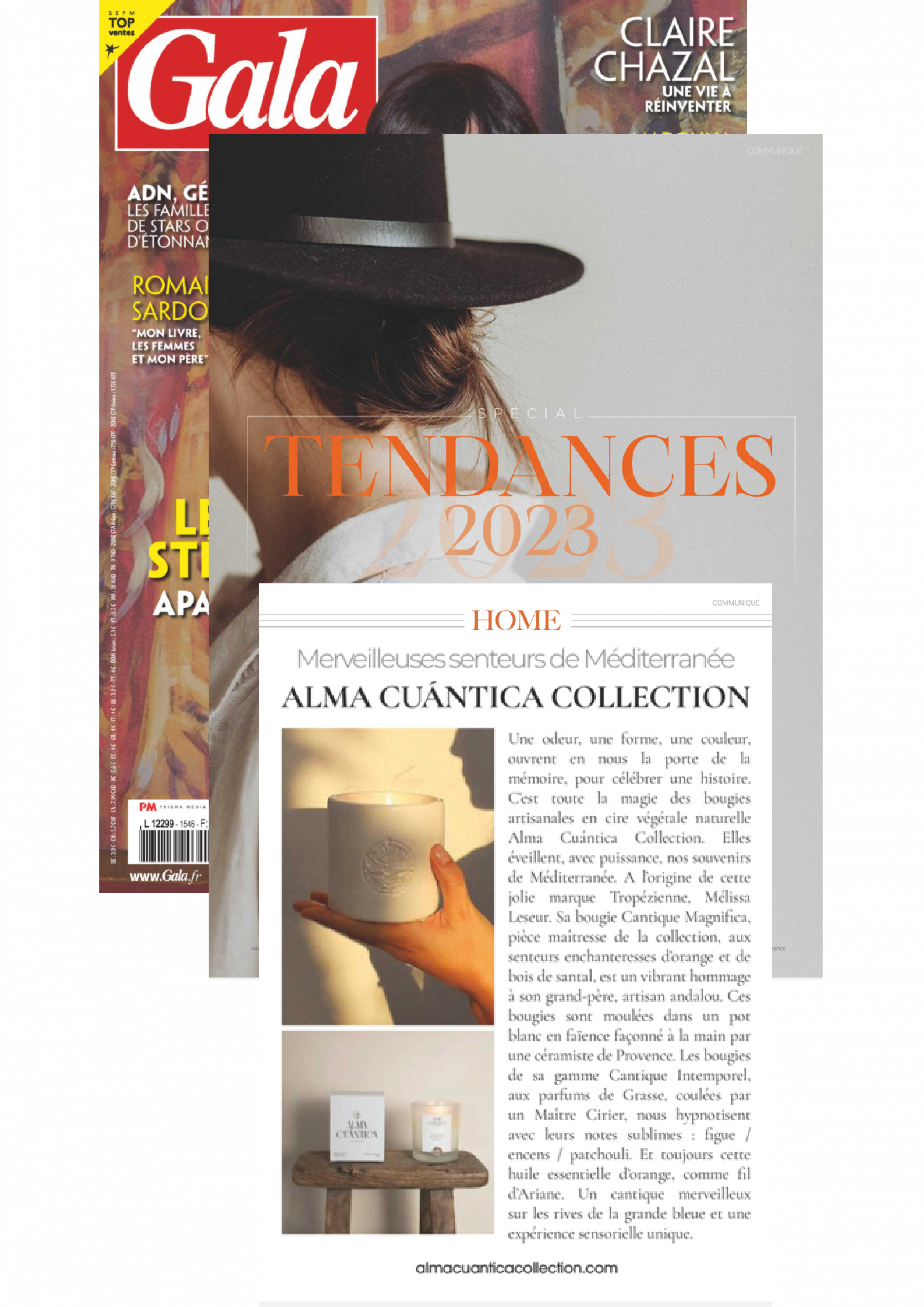 apparition Alma Cuántica magazine Gala presse article senteurs de Méditerranée tendances 2023